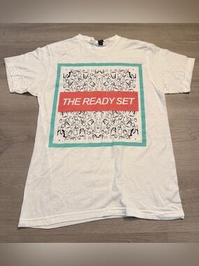 NWOT Rare The Ready Set Teeth T-Shirt White Size Medium Emo Pop Band Merch